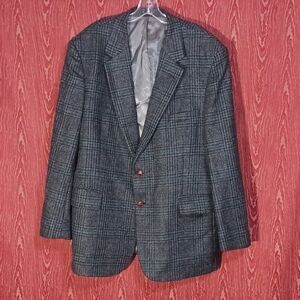 ENGLISH MANOR 2 Button Long Sleeve 100% Pure Wool Gray Blazer Men's 44R